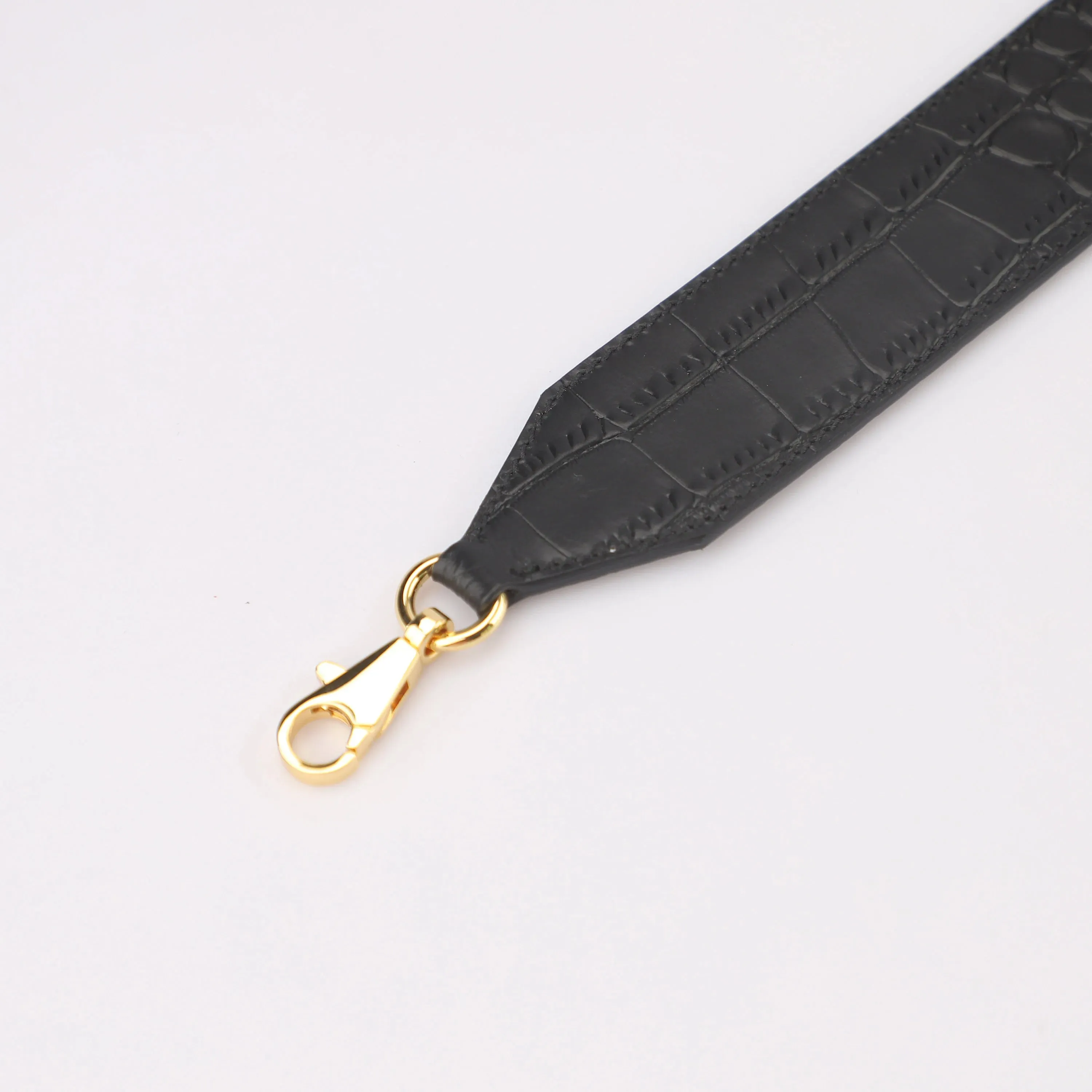 4.0cm width Black embssing Embssing crocobile leather shoulder strap for kelly bag,crossbody strap for 24/24 bag,toolbox bag