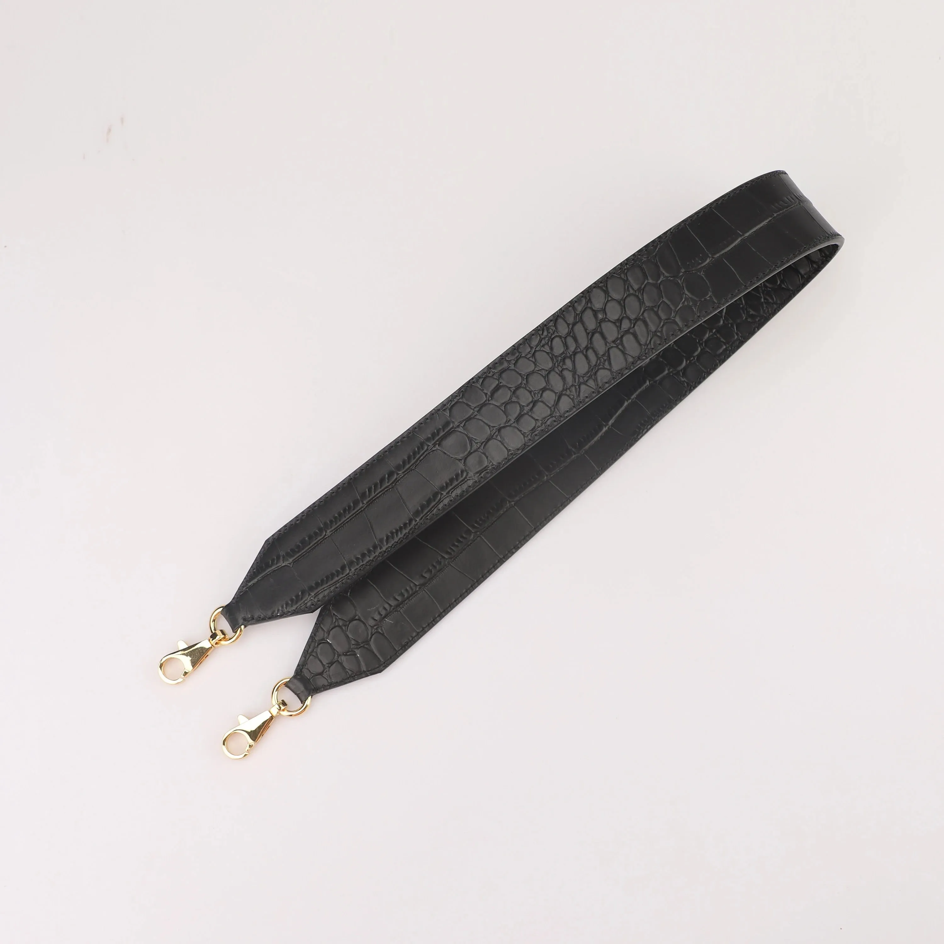 4.0cm width Black embssing Embssing crocobile leather shoulder strap for kelly bag,crossbody strap for 24/24 bag,toolbox bag