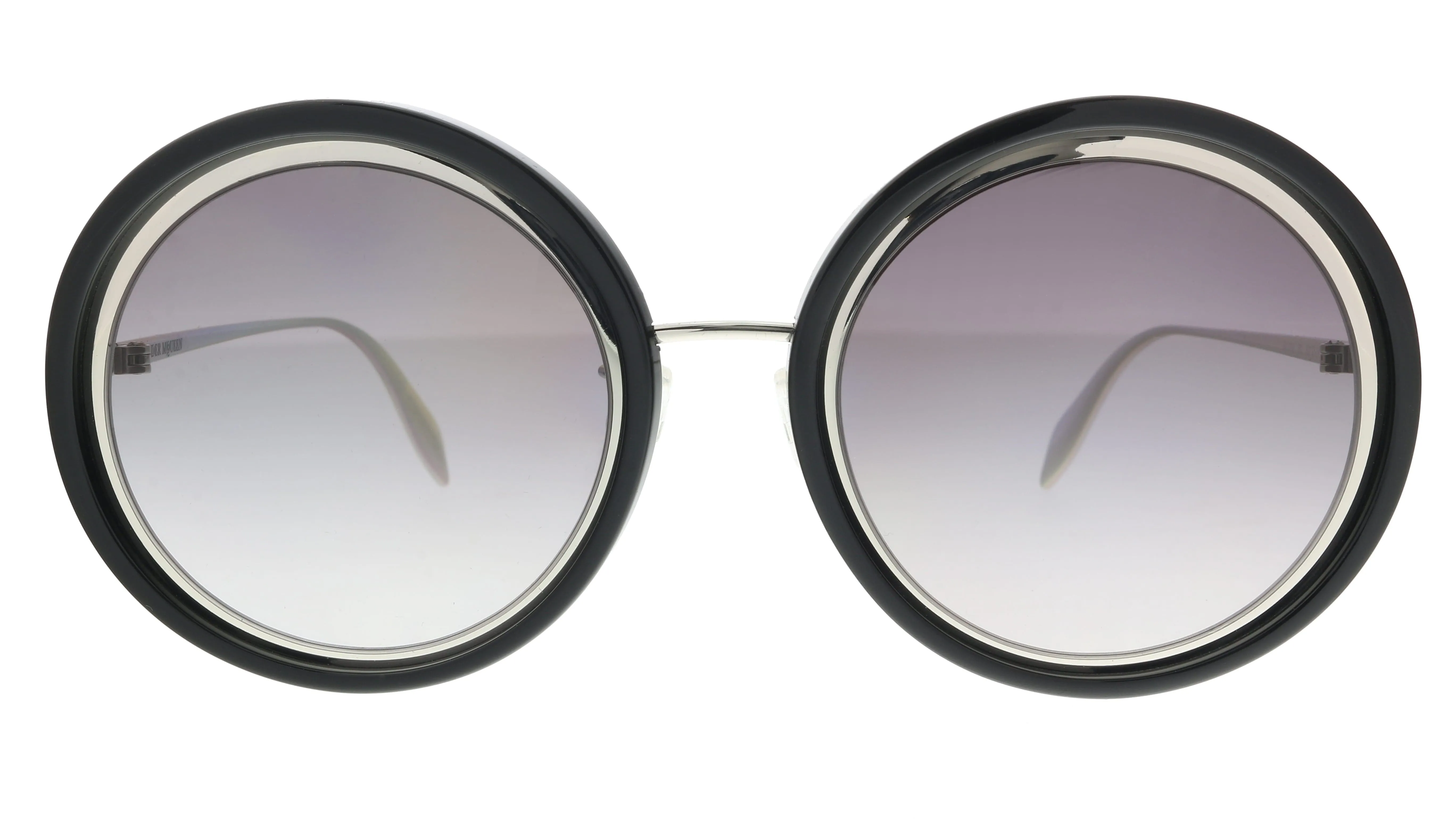Alexander McQueen AM0150S 002  Silver  Round Sunglasses