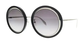 Alexander McQueen AM0150S 002  Silver  Round Sunglasses