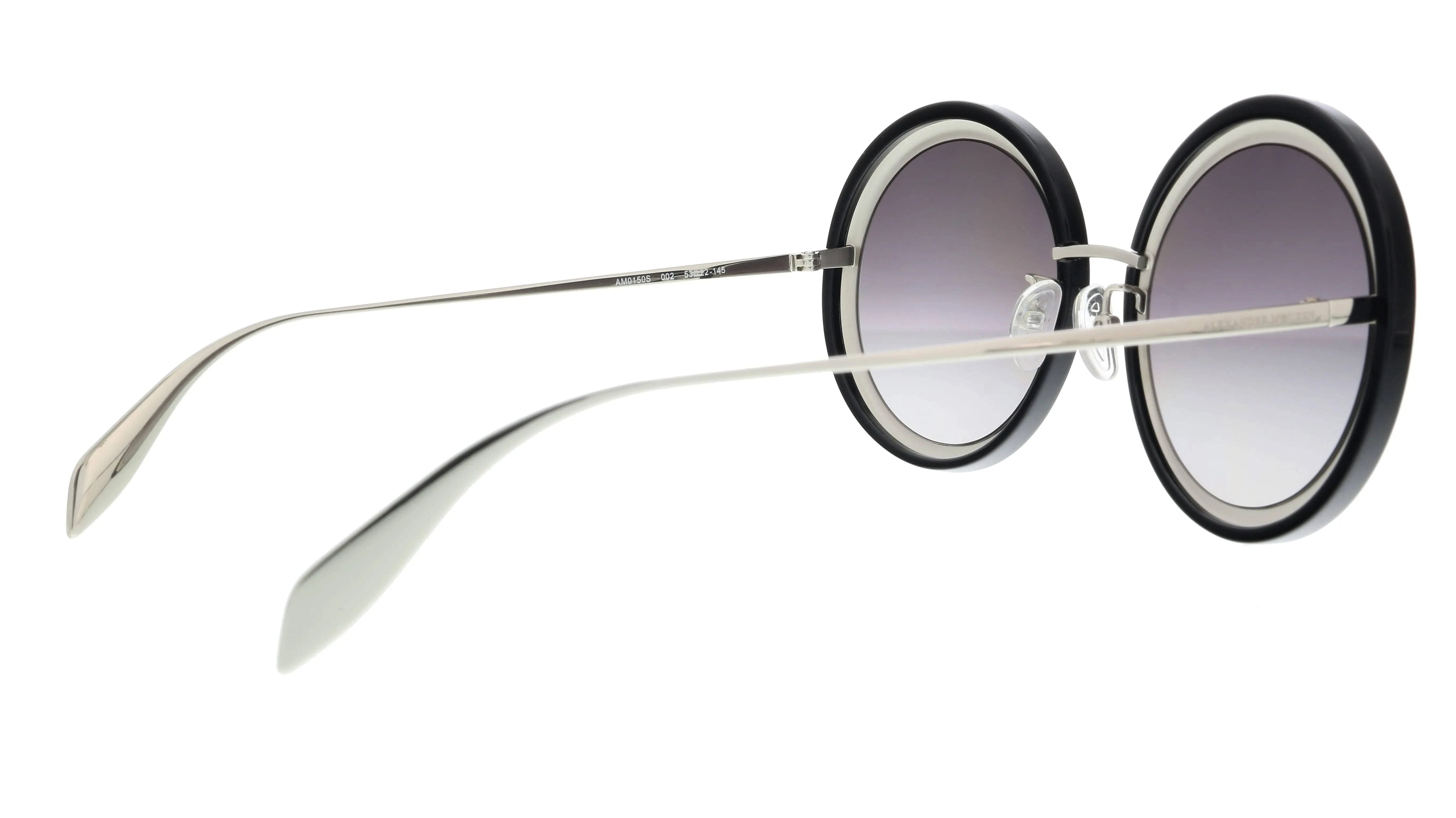 Alexander McQueen AM0150S 002  Silver  Round Sunglasses