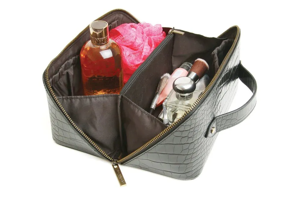Alice Wheeler London Deluxe Black Croc Effect Train Case