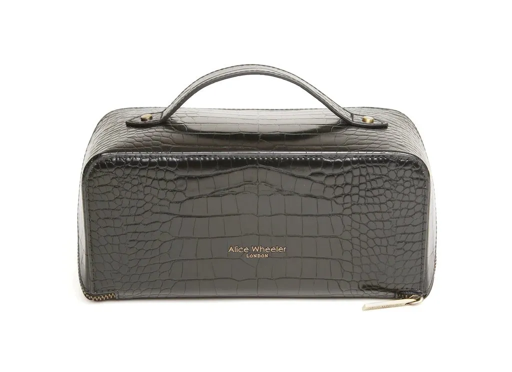 Alice Wheeler London Deluxe Black Croc Effect Train Case