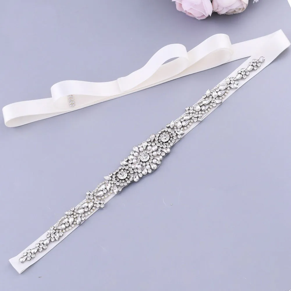 Beaded bridal sash crystal wedding belt sash