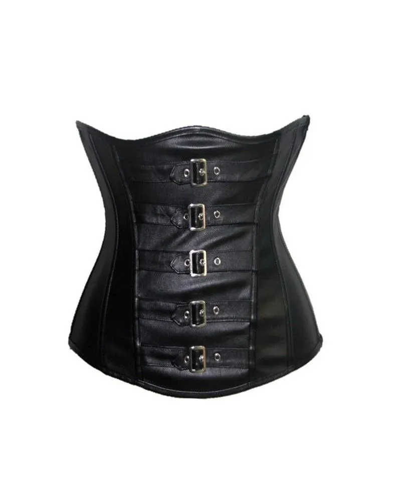 Black Faux Leather Belts Design Steampunk Plus Size Underbust Corset