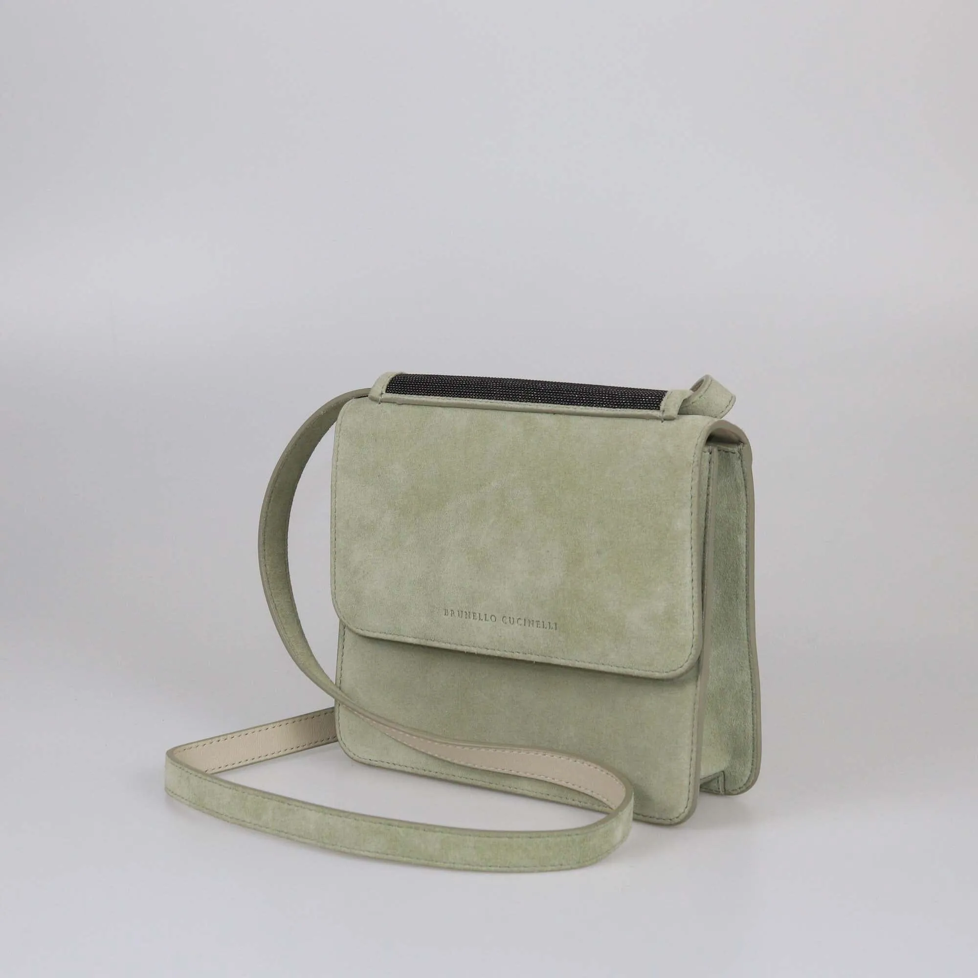 Brunello Cucinelli Light Green Monili Crossbody Bag