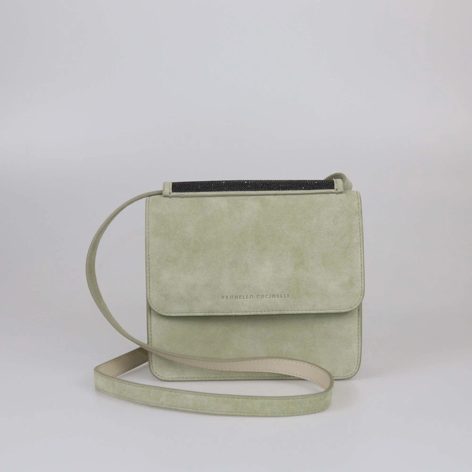 Brunello Cucinelli Light Green Monili Crossbody Bag