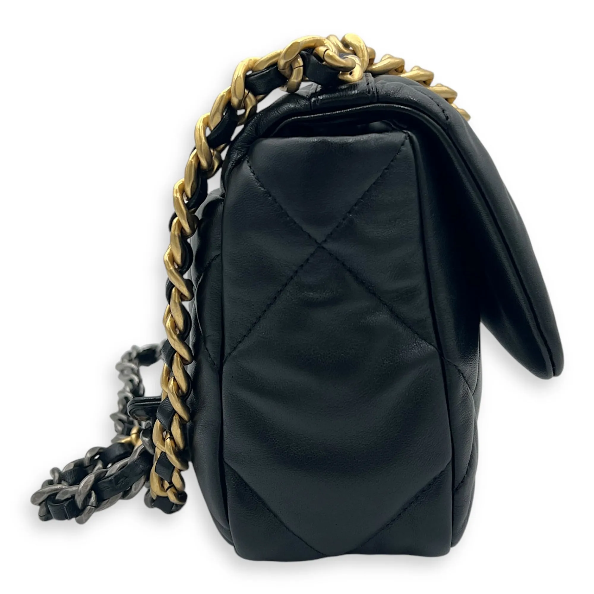 C19 Small Black Crossbody Bag in Lambskin, Mixed hardware