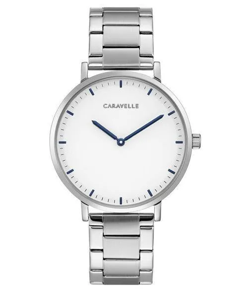 Caravelle Stainless Steel Blue Marker 39Mm Watch