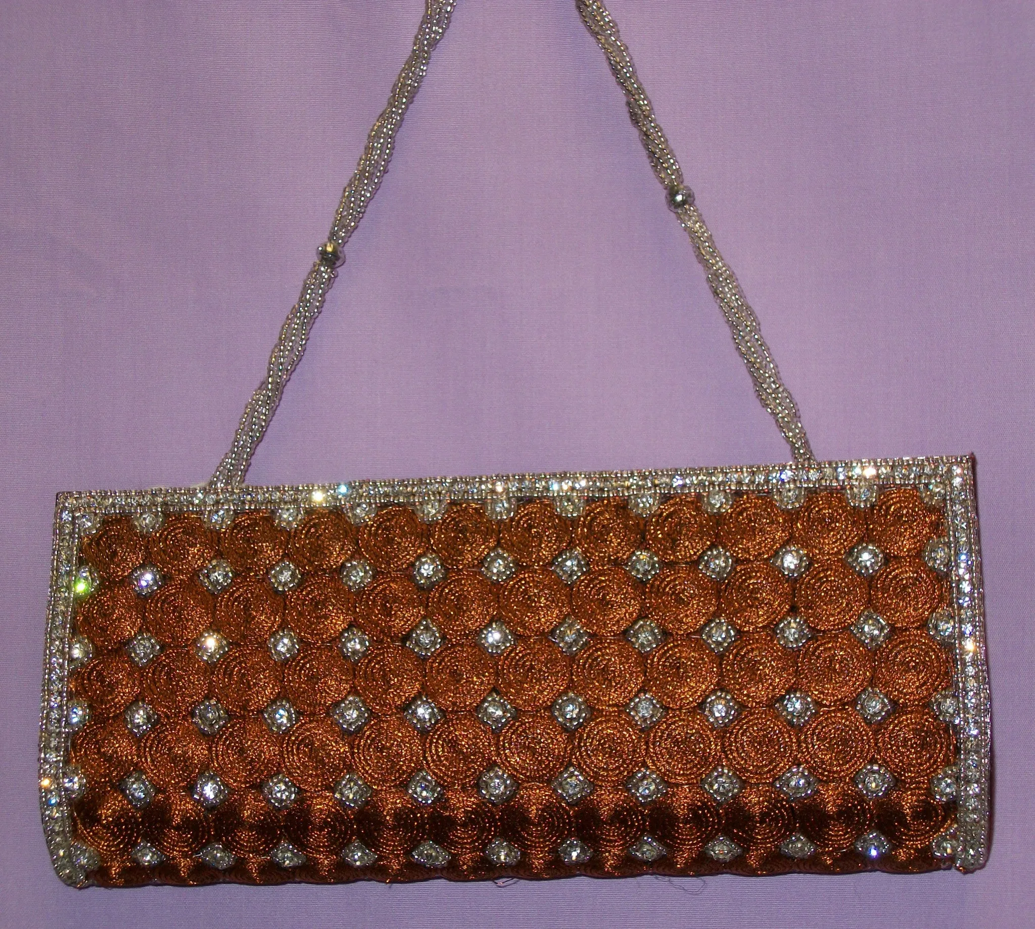 Clutch 4630 Copper Gold Indian Designer Purse Clutch Shieno Sarees