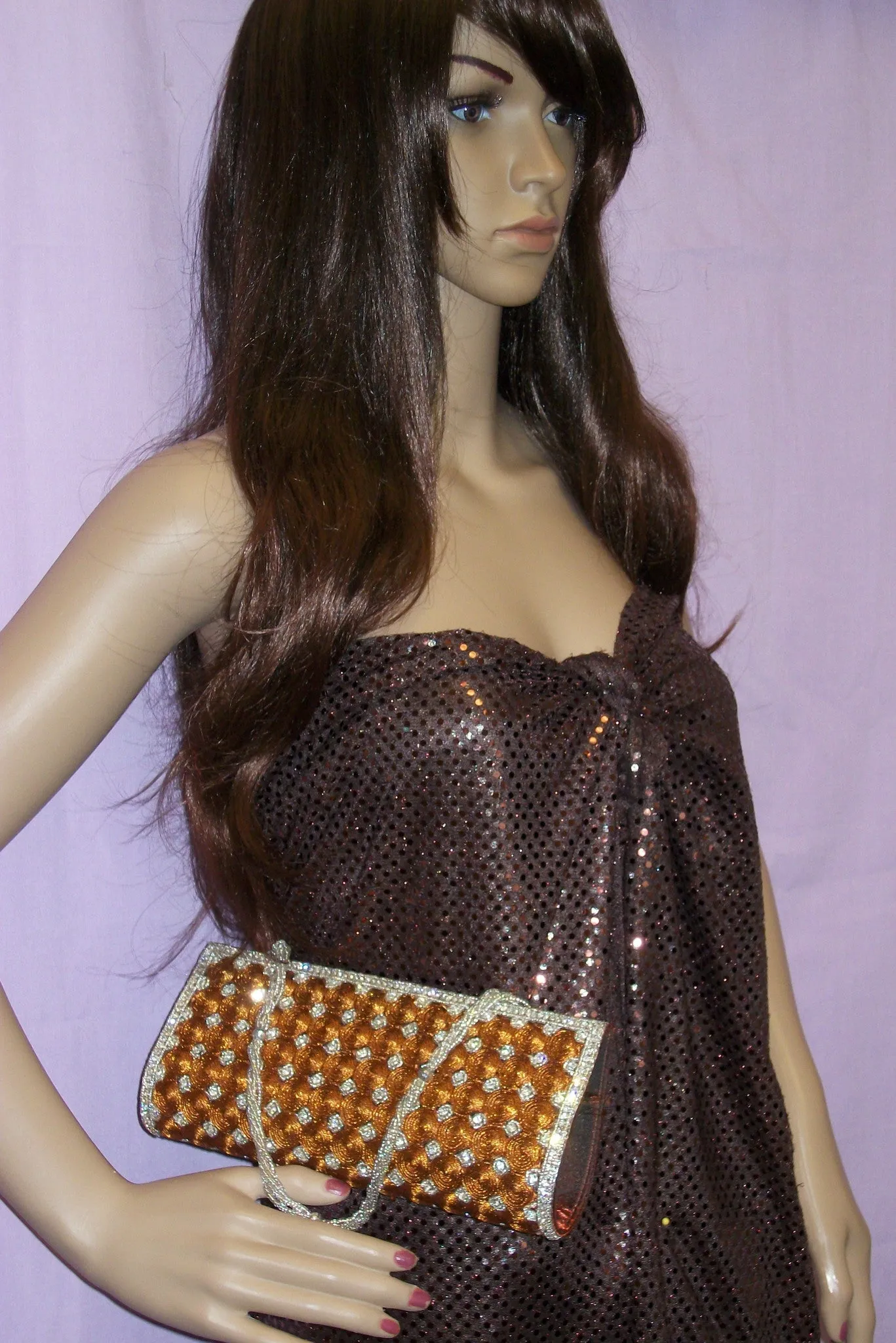 Clutch 4630 Copper Gold Indian Designer Purse Clutch Shieno Sarees