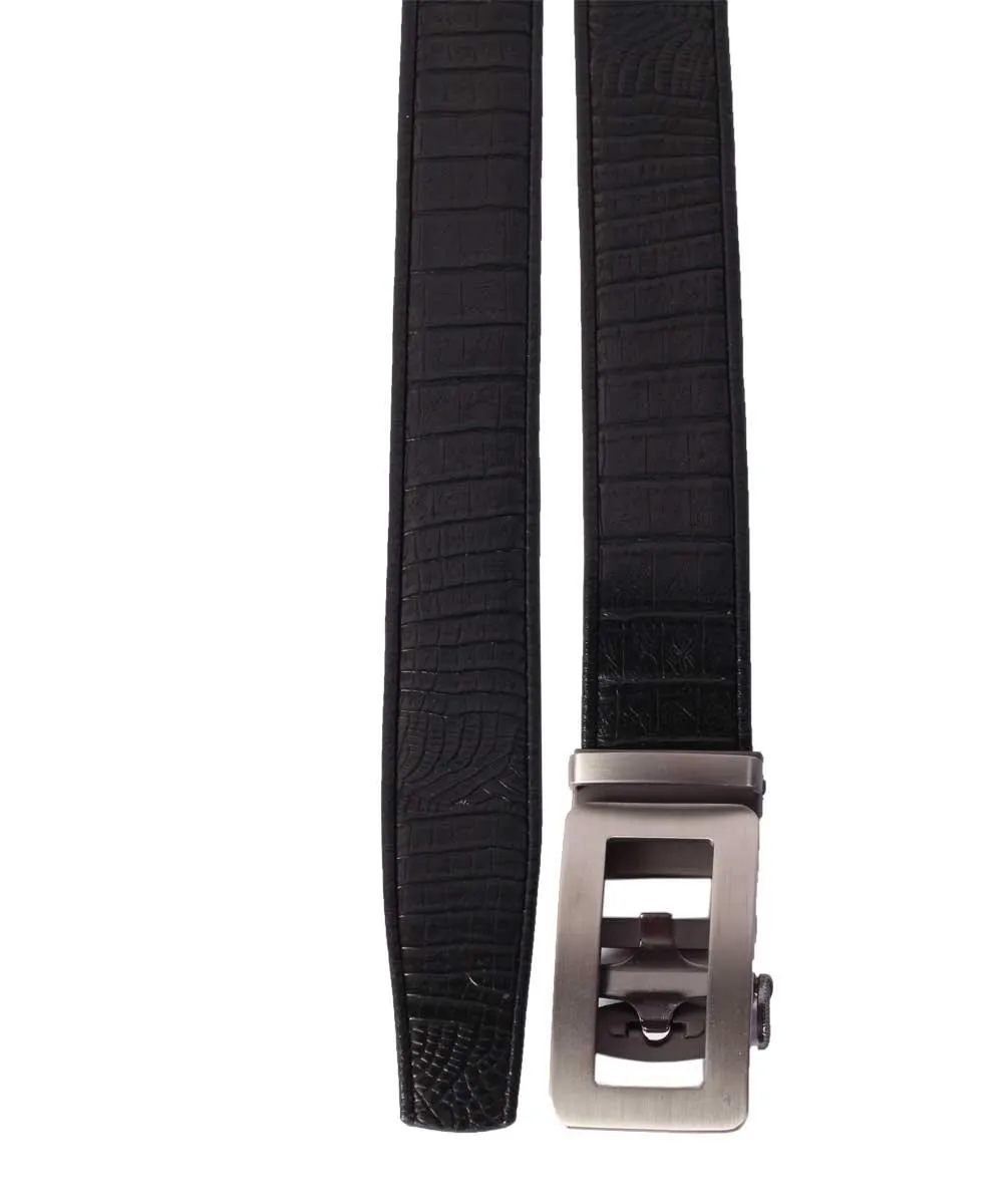 COWATHER  100% Men's Black Leather Belt