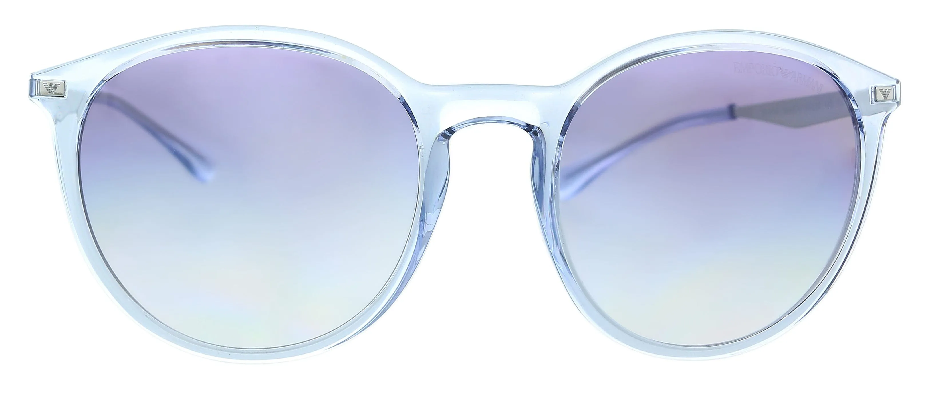 Emporio Armani 0EA4148 584419 Shiny Transparent Blue Phantos Round Sunglasses