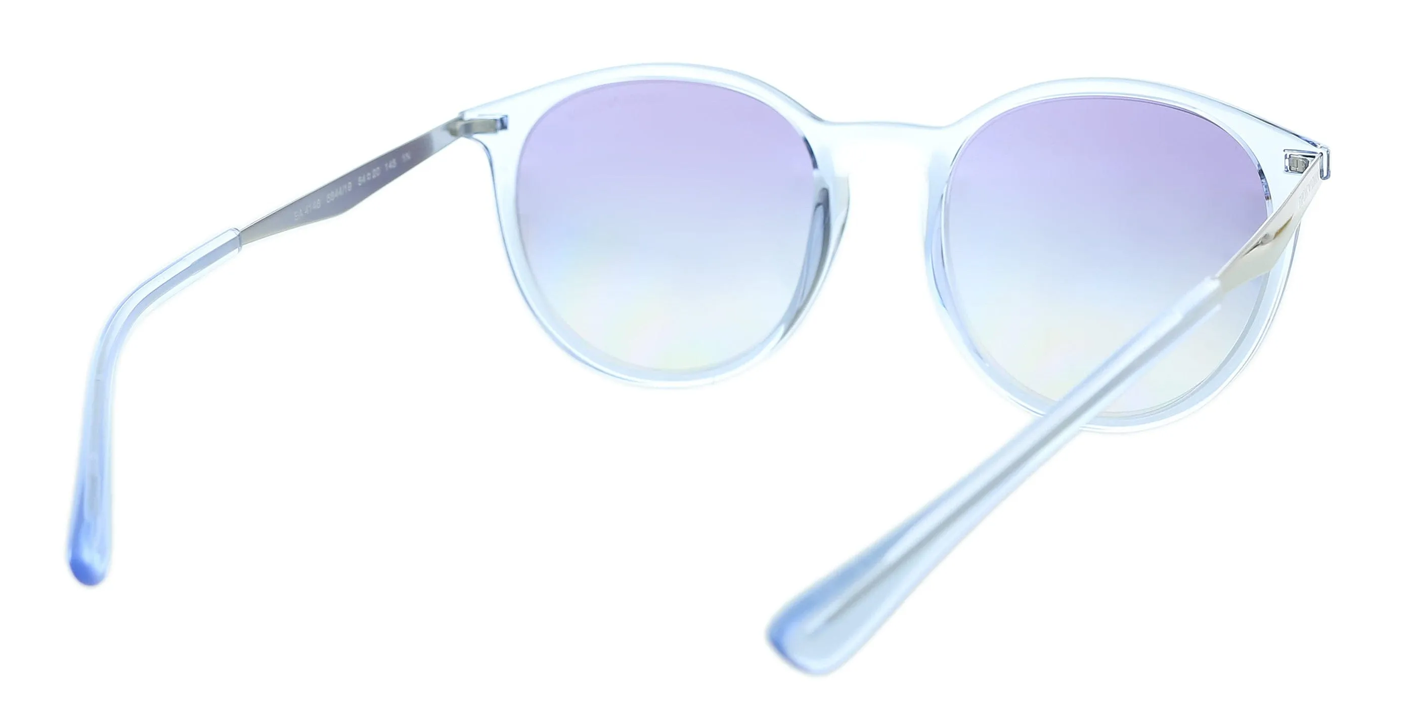 Emporio Armani 0EA4148 584419 Shiny Transparent Blue Phantos Round Sunglasses