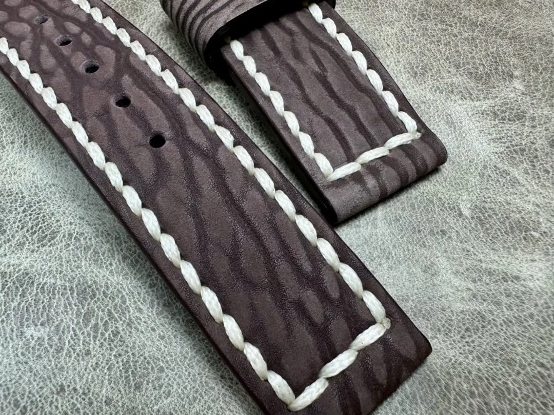 Handmade Order Panerai Seal Skin Matte Brown 24mm Genuine Leather Strap