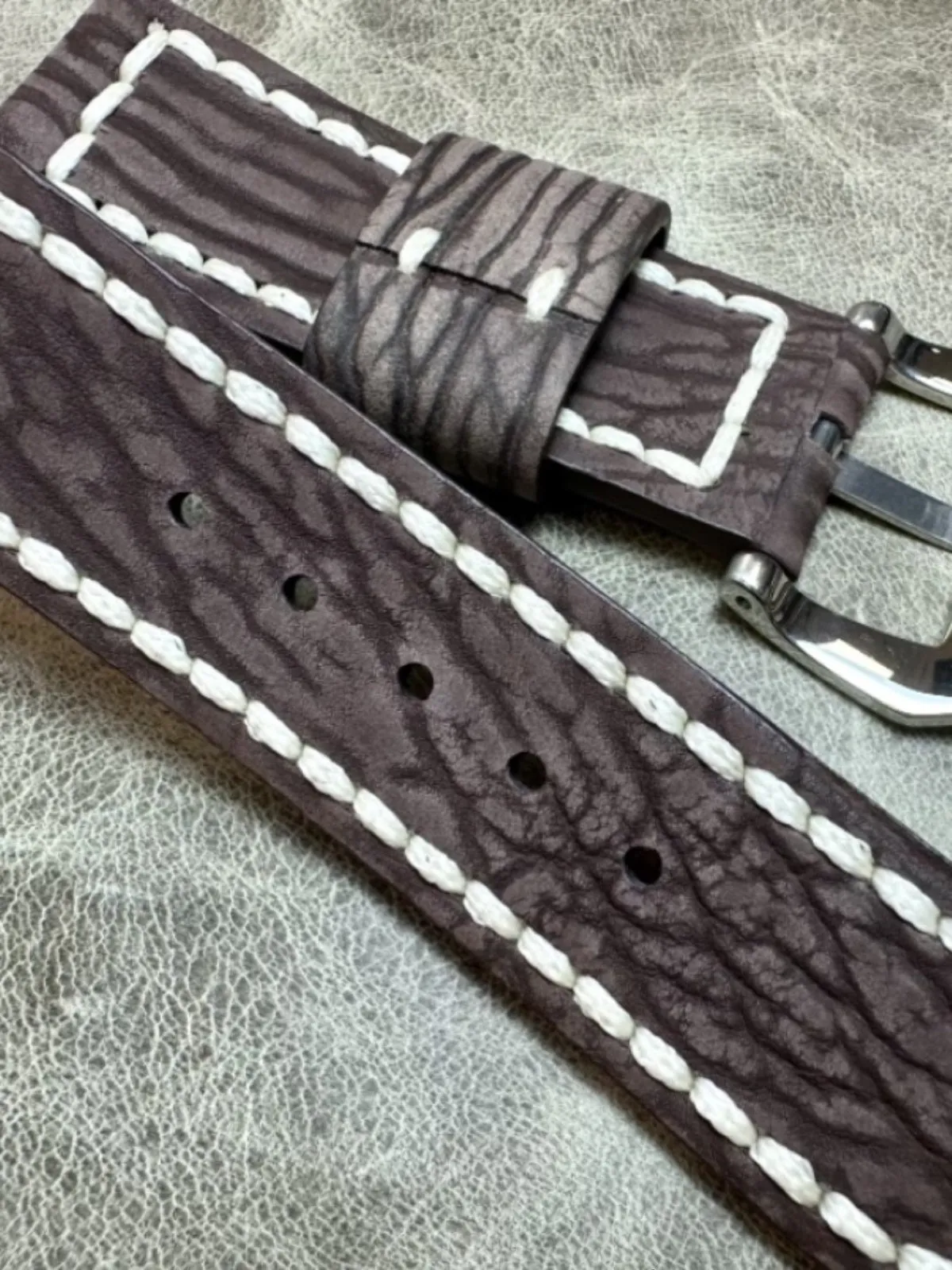 Handmade Order Panerai Seal Skin Matte Brown 24mm Genuine Leather Strap