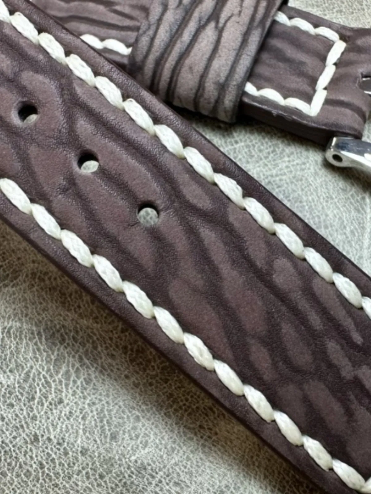 Handmade Order Panerai Seal Skin Matte Brown 24mm Genuine Leather Strap