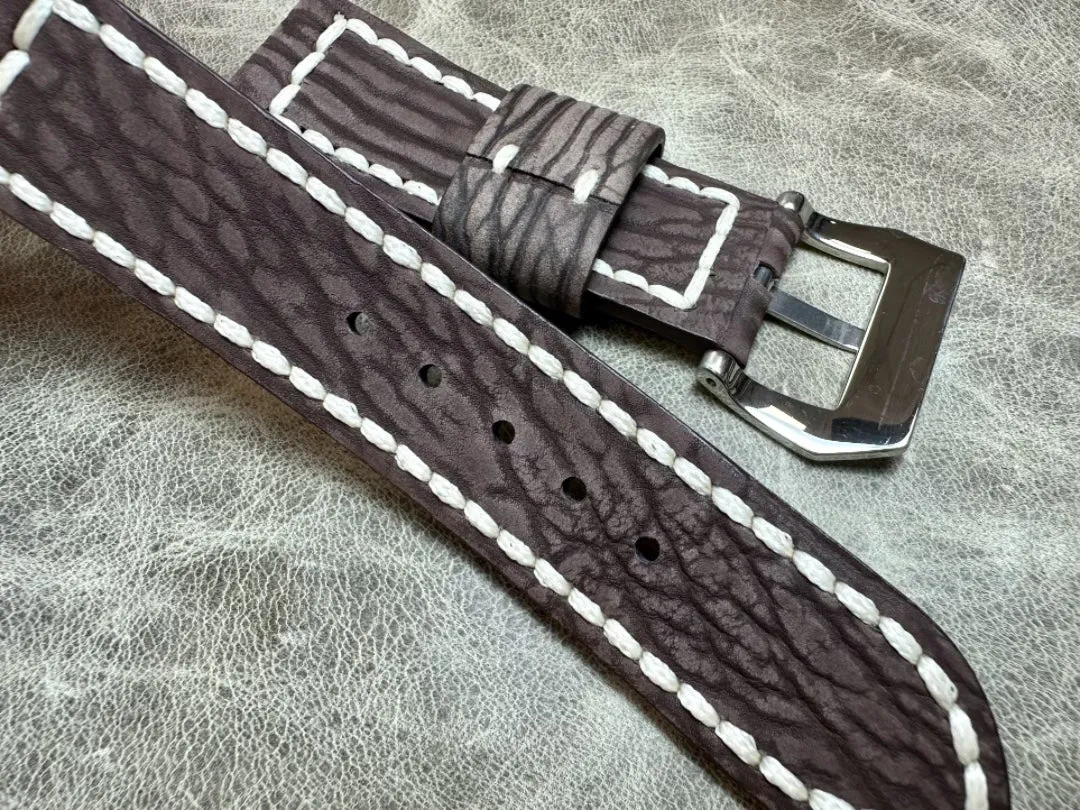 Handmade Order Panerai Seal Skin Matte Brown 24mm Genuine Leather Strap