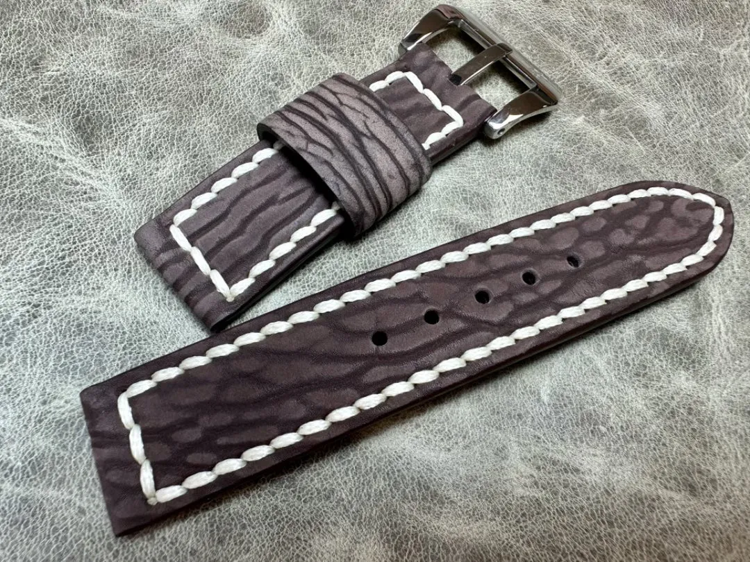Handmade Order Panerai Seal Skin Matte Brown 24mm Genuine Leather Strap