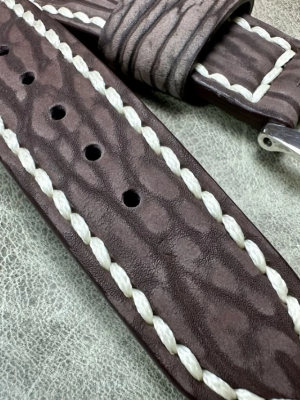 Handmade Order Panerai Seal Skin Matte Brown 24mm Genuine Leather Strap