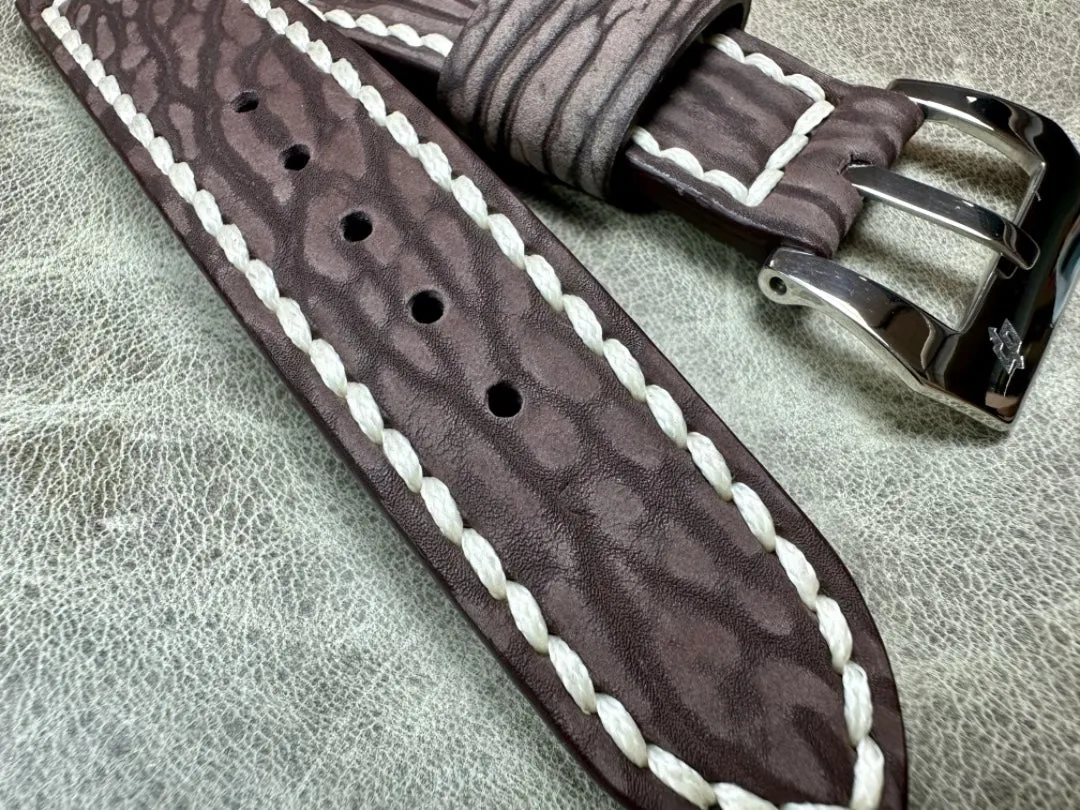 Handmade Order Panerai Seal Skin Matte Brown 24mm Genuine Leather Strap