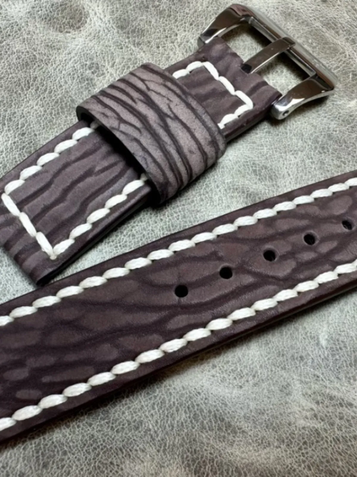Handmade Order Panerai Seal Skin Matte Brown 24mm Genuine Leather Strap
