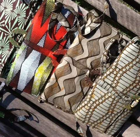 Handmade Rwandan Batik Wristlet Clutch - Sunset