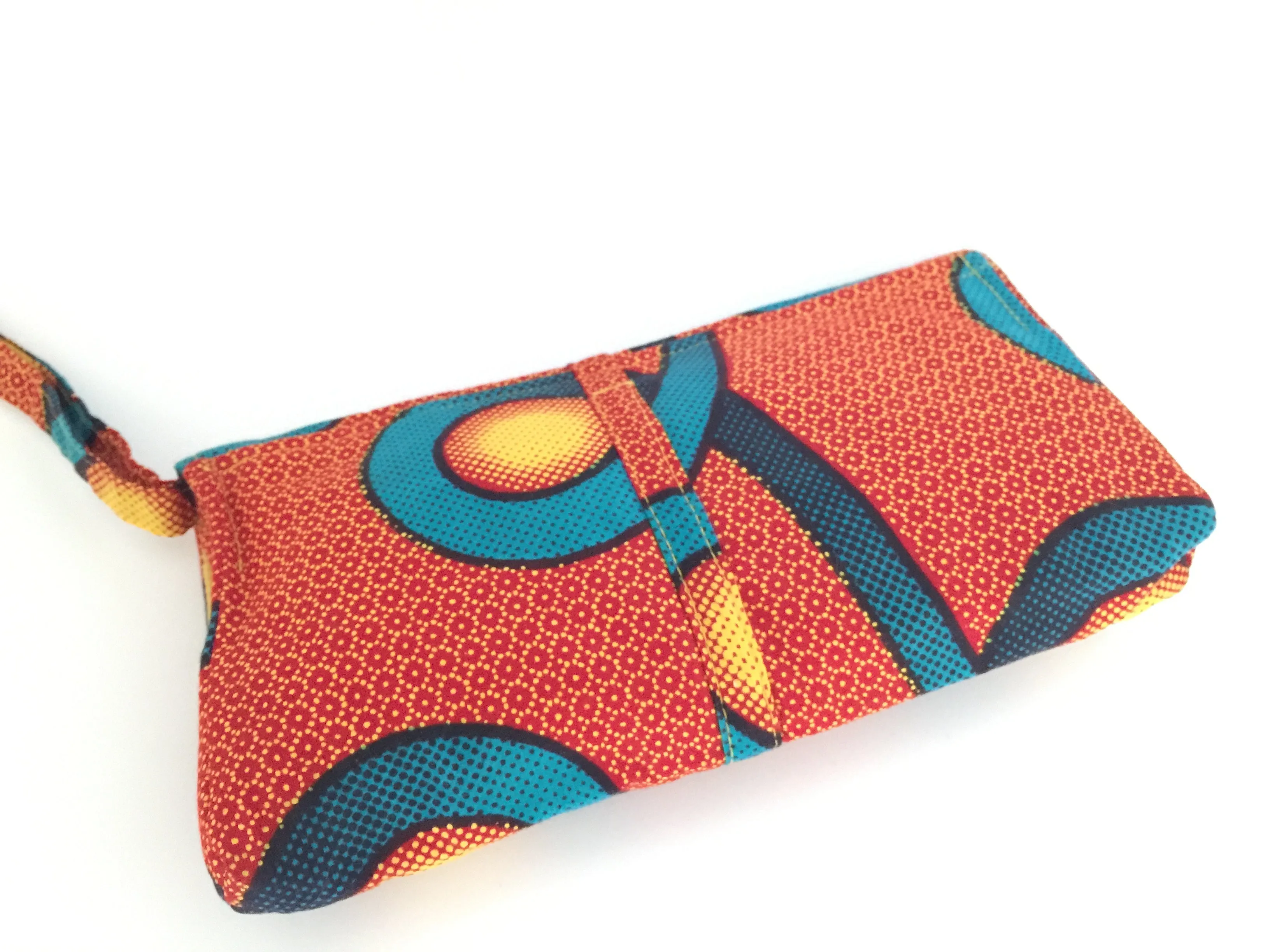 Handmade Rwandan Batik Wristlet Clutch - Sunset