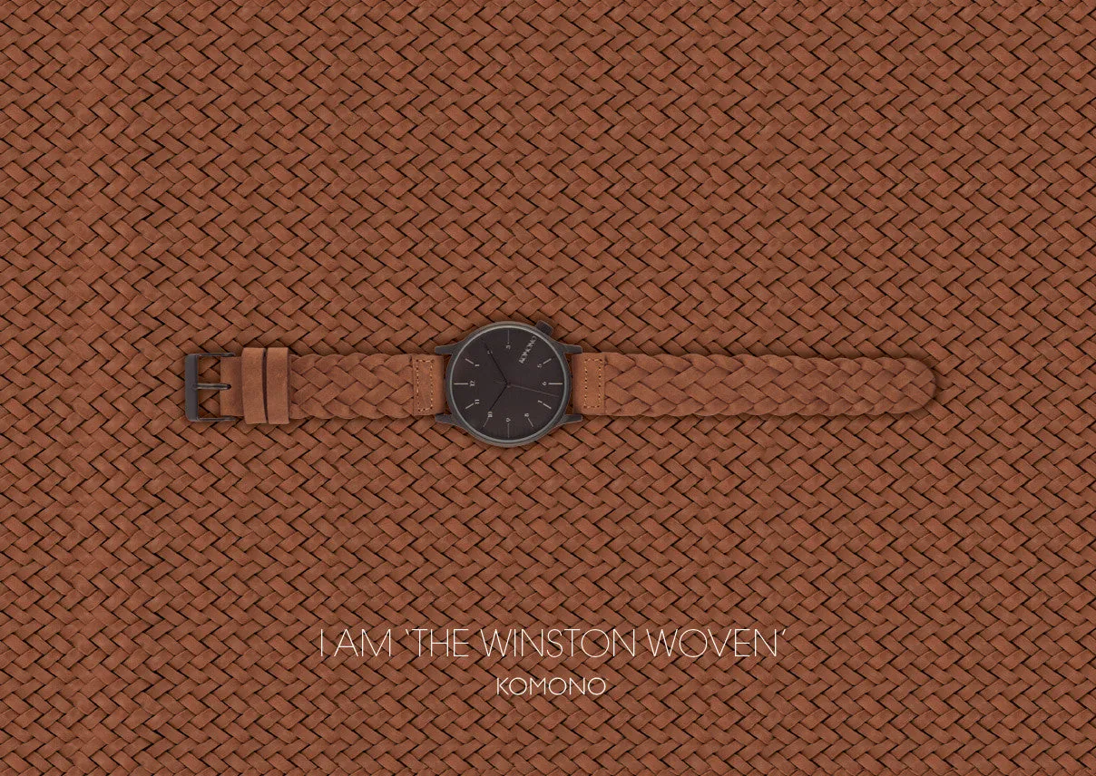 Komono Winston Woven Chestnut Watch