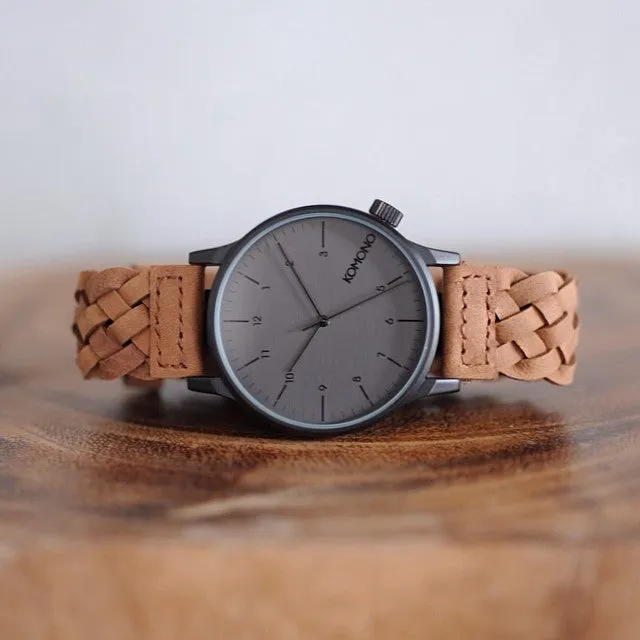 Komono Winston Woven Chestnut Watch