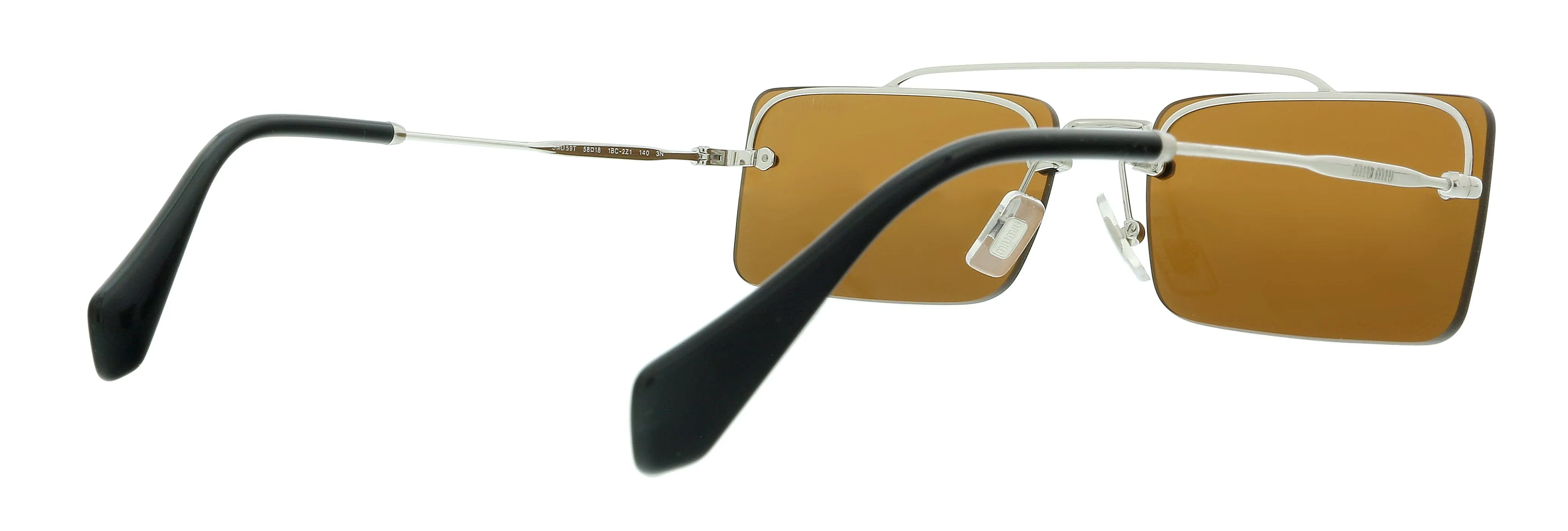Miu Miu 0MU 06SS C8O1A0 Silver Rectangle Sunglasses