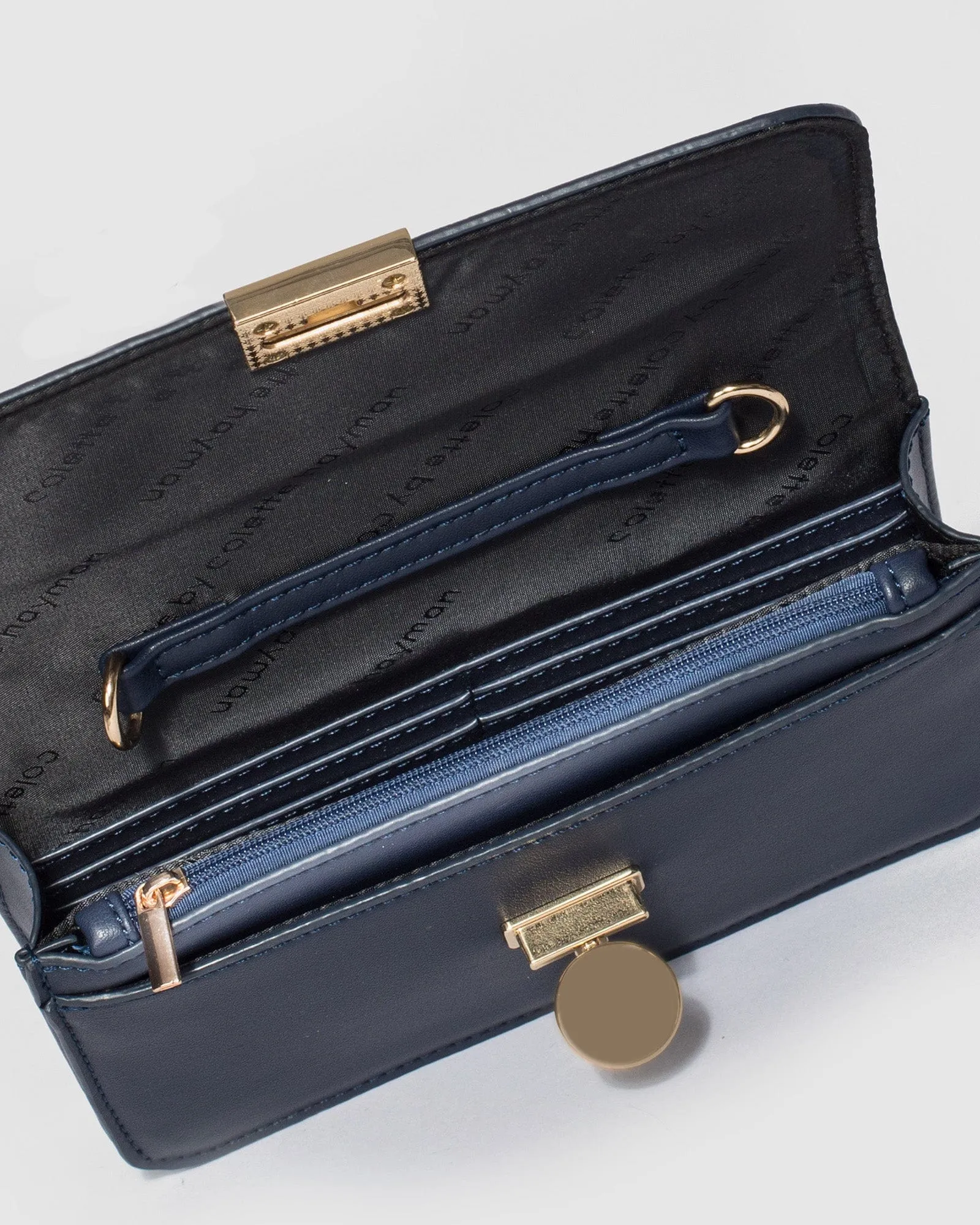 Navy Blue Eboni Hardware Crossbody Bag