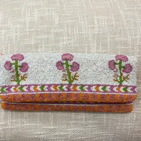 Orange and Fuschia Rose Beaded Clutch
