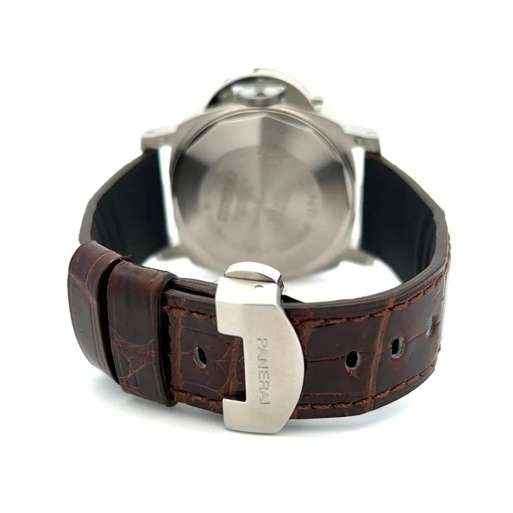 Panerai Pam 48 Stainless Steel Complete 40mm Black Dial Crocodile Strap at Regard Jewelry in Austin,