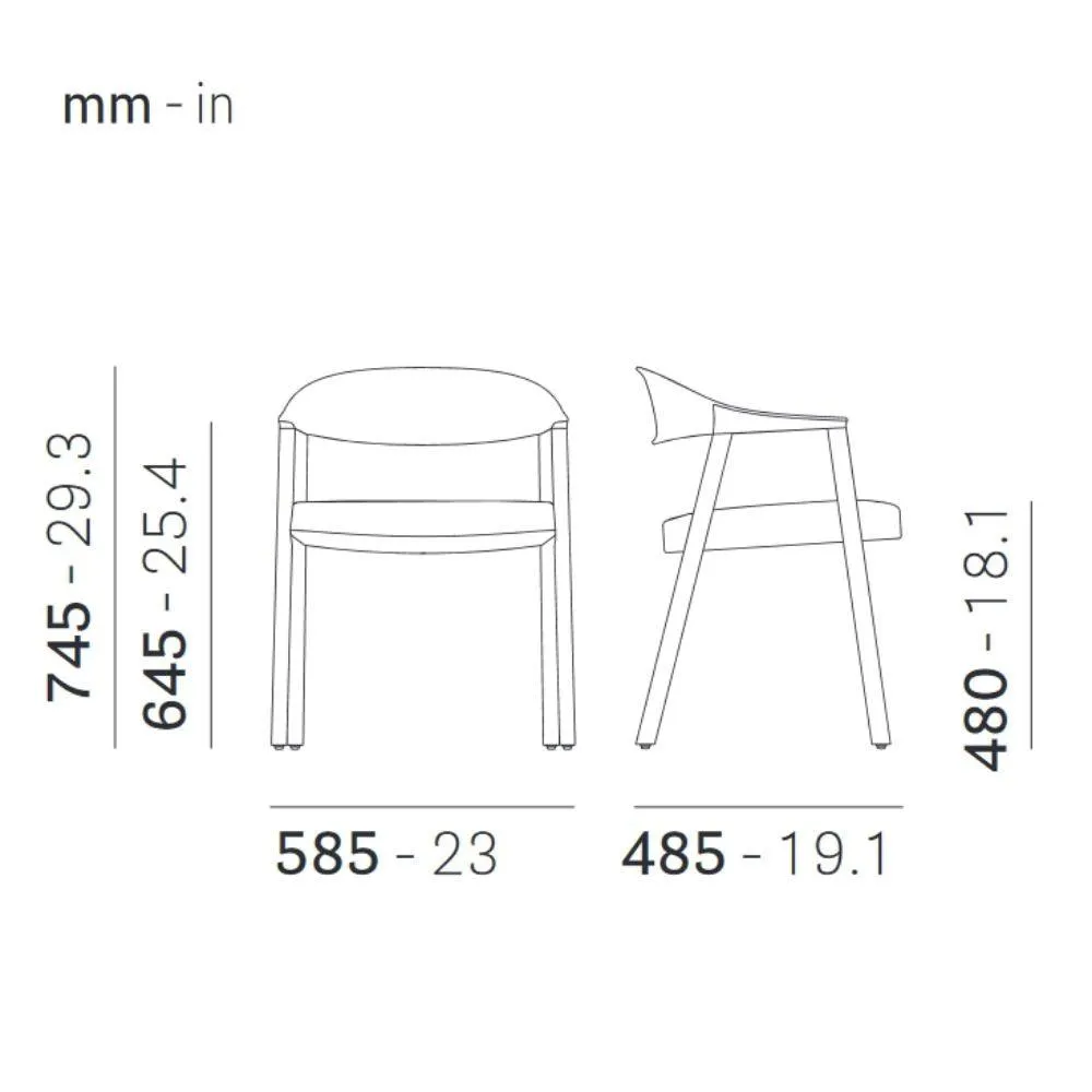 Pedrali Héra 2865 padded armchair in fabric