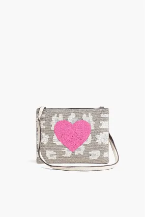 Pink Heart Top Zip Clutch