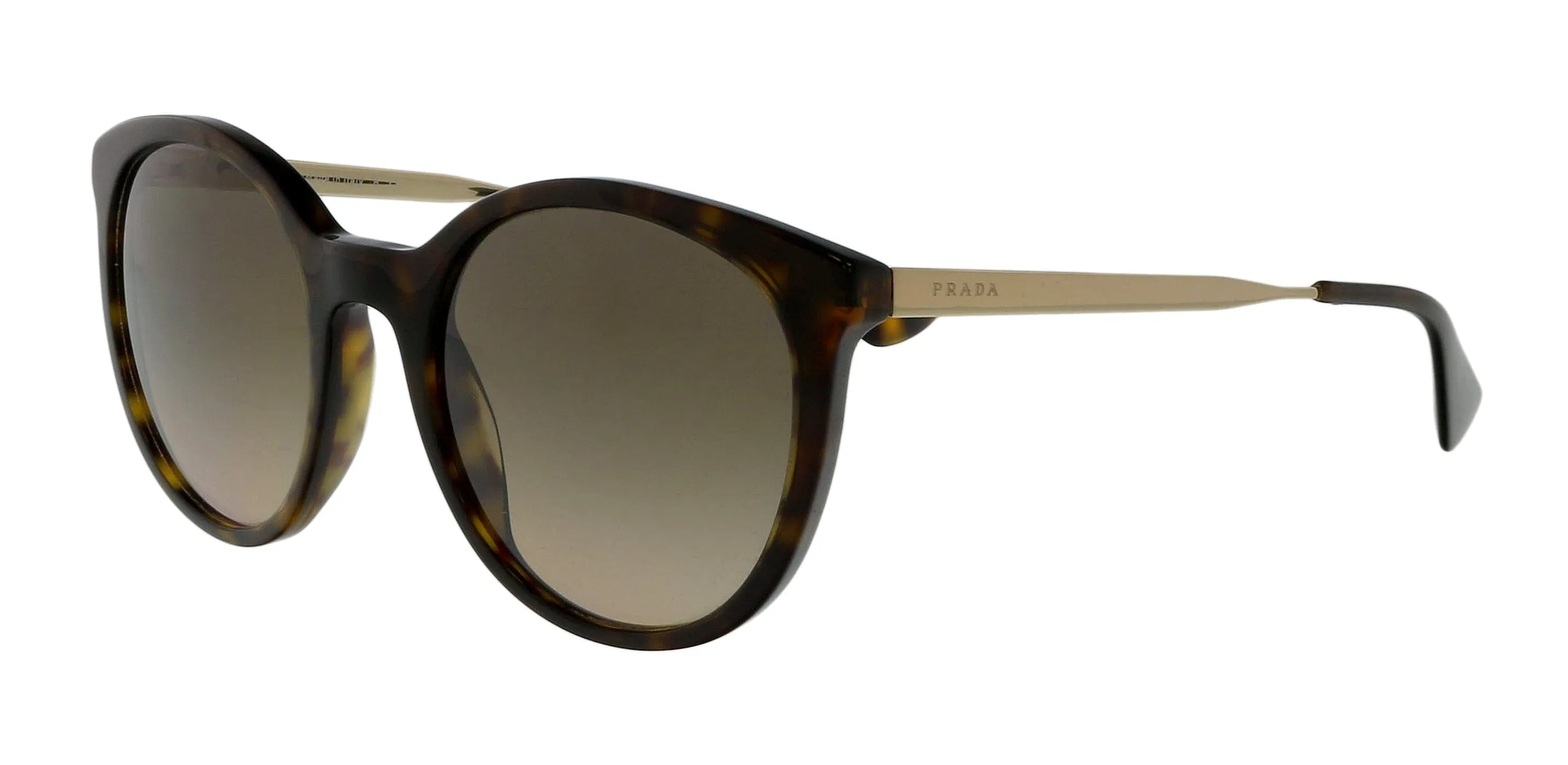 Prada 0PR 17SS 2AU3D0 Round Tortoise Brown Sunglasses