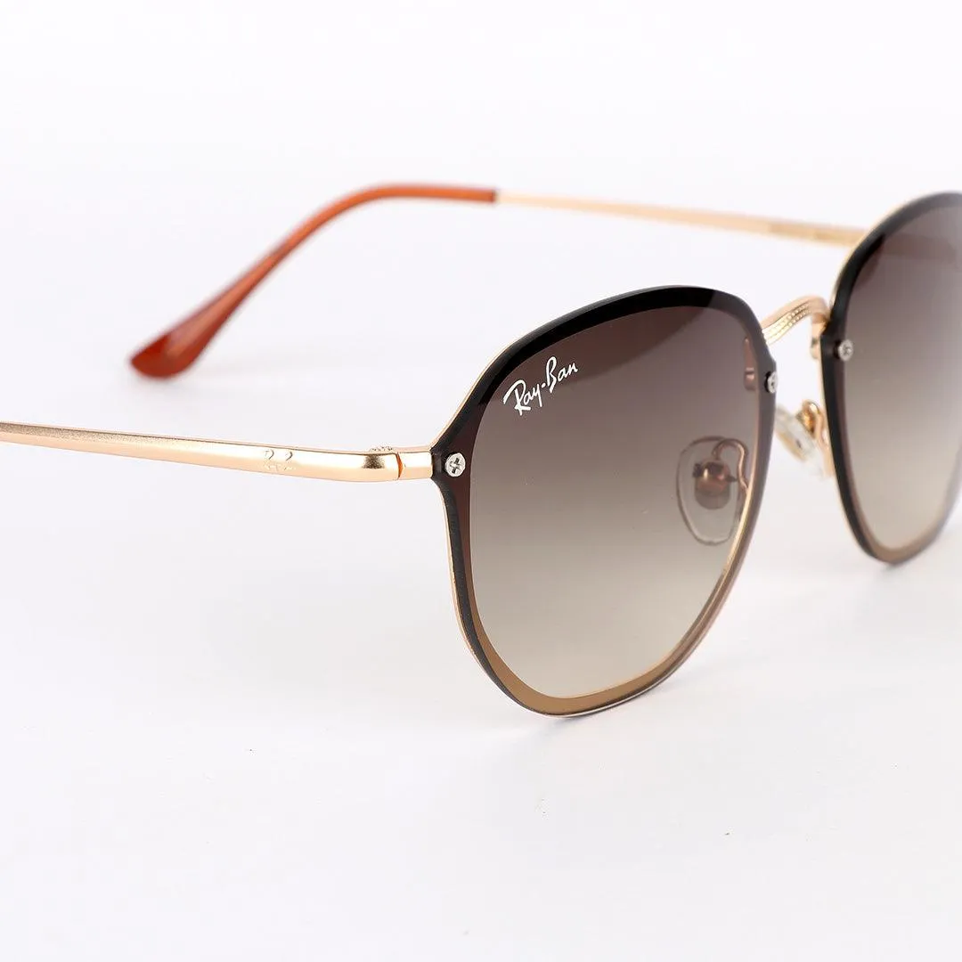Ray-Ban Luxury Round Frame Gold Metal Hand Brown Sunglasses