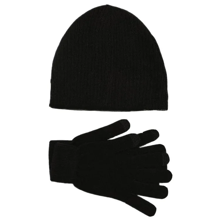 RJM Men's Black Beanie Hat & Gloves Set - Display Case of 18 Sets