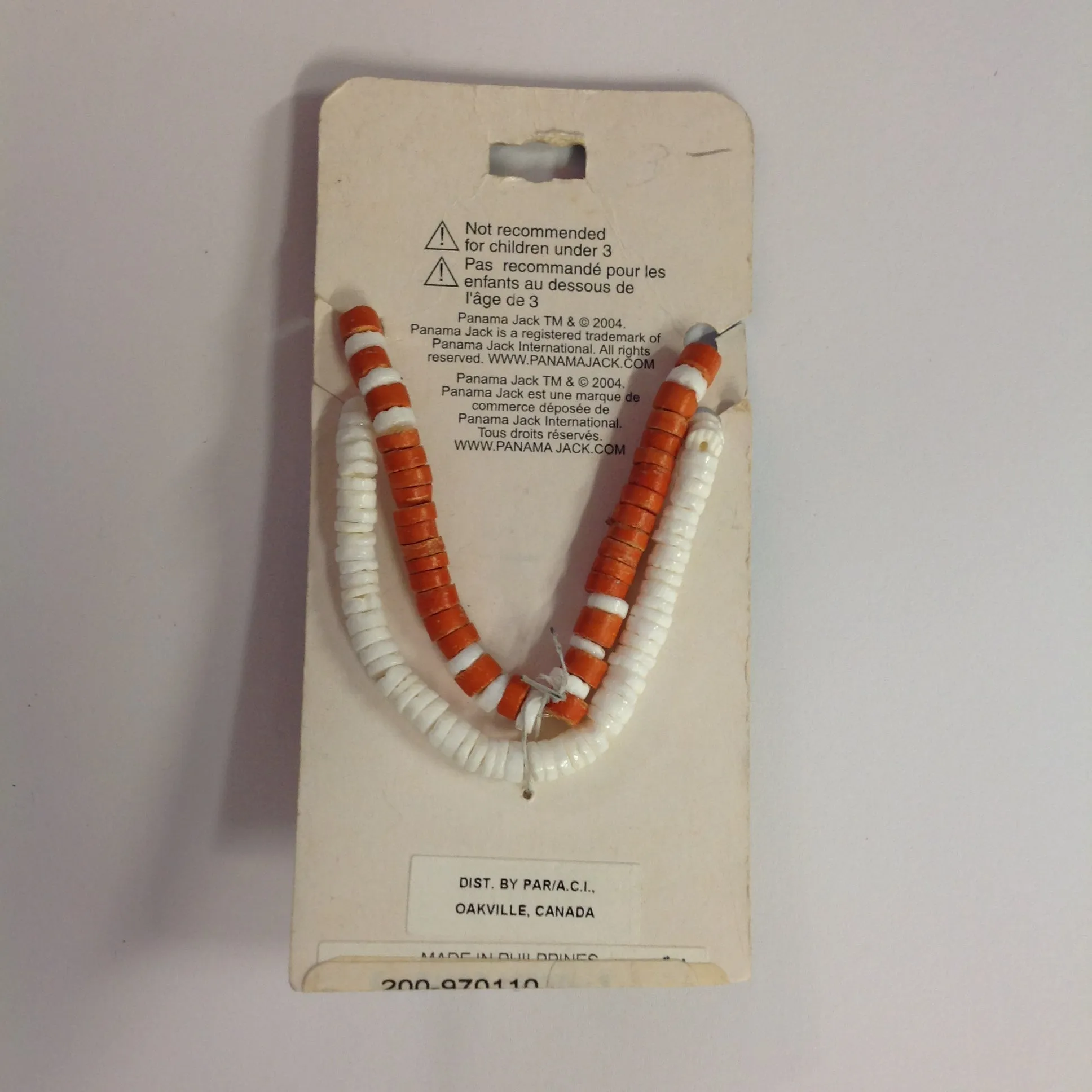 Vintage Authentic Panama Jack Duo Ankle Bracelet in Orange Red &  Pink Beads with Shell